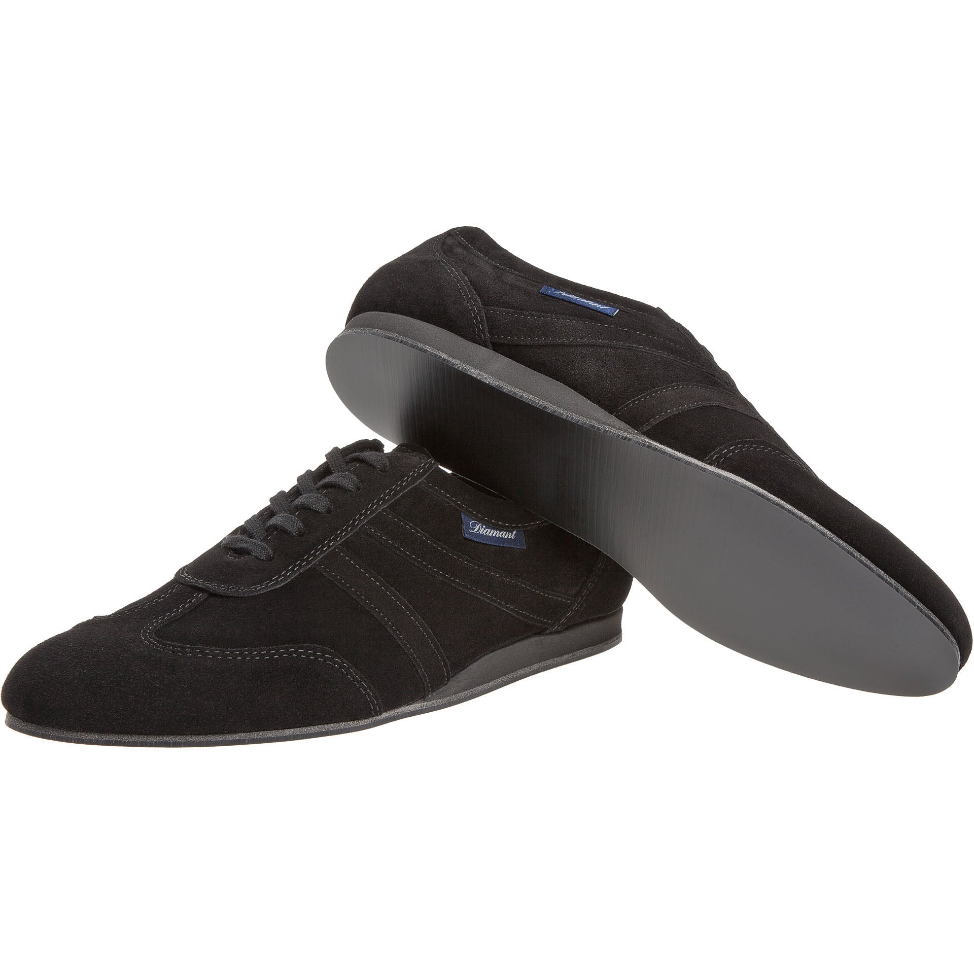 Diamant 133 Tanzsneaker: Schwarzes, schlichtes Design mit Vario Spin-Sohlen und dezenten Nähten.